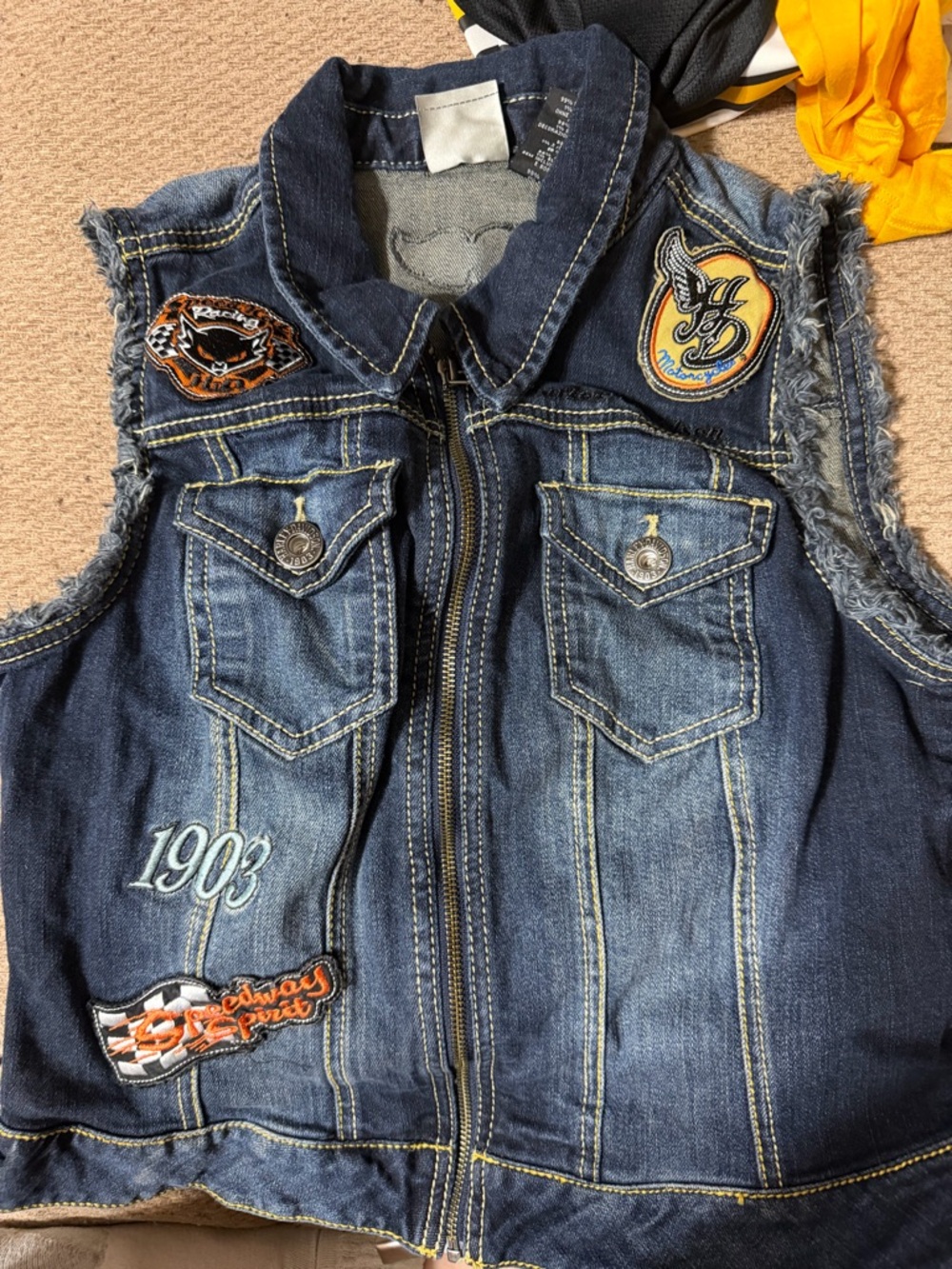 Harley-Davidson Blue Denim Patch Jean Vest with Embroidered Patches